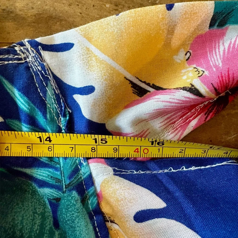 Blue Floral Hawaiian Apron with Pockets